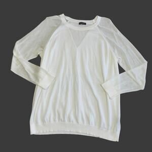 Vince Camuto sheer sleeve white sweater XL